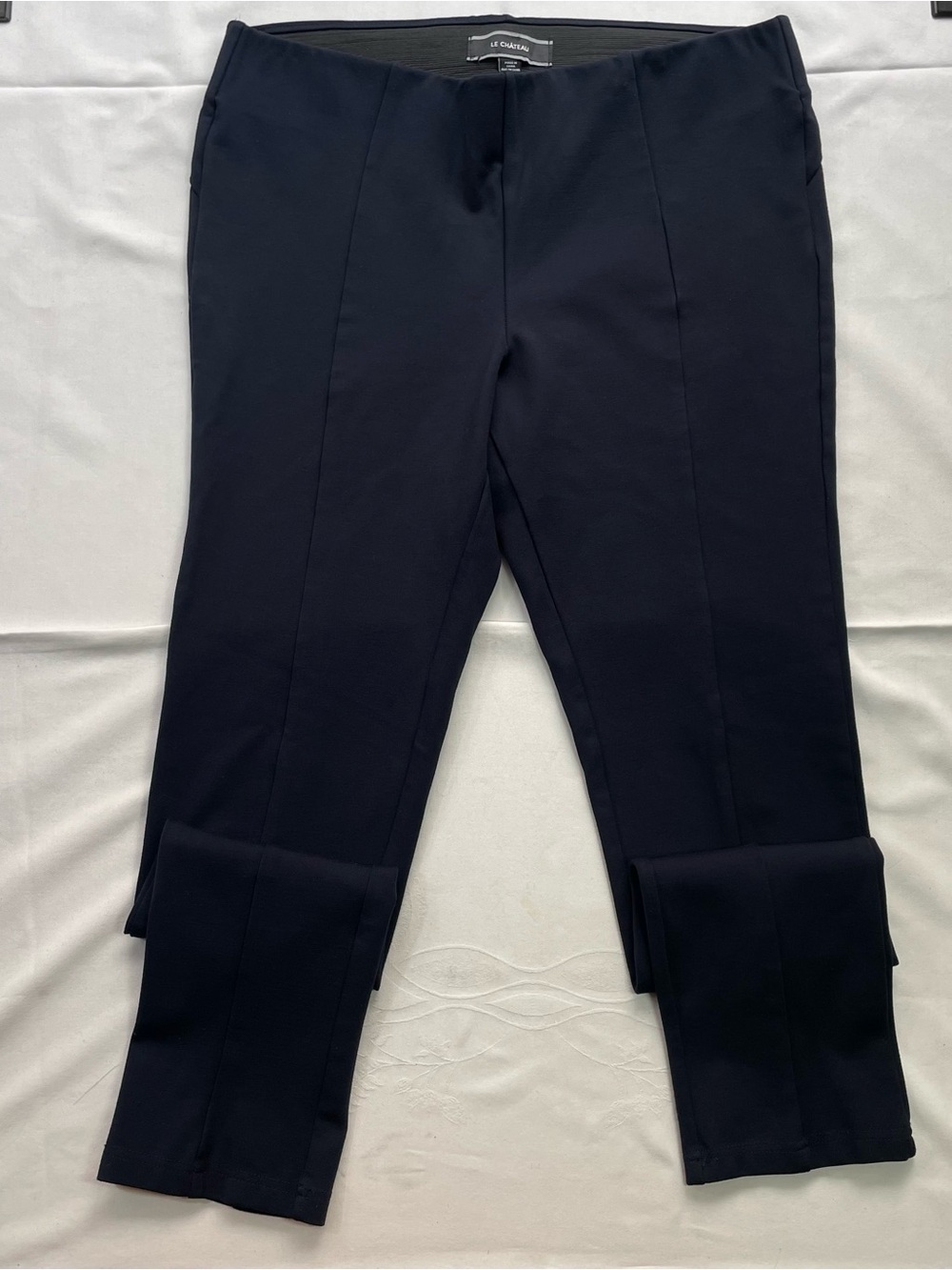 Le Château Size 10 Black Ponte Knit Seamed Slim Leg Pants